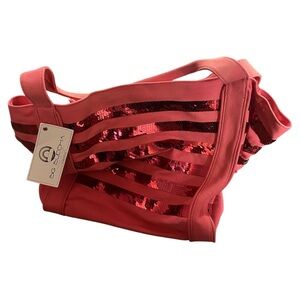 Y2K Pink Sequin Striped Tote Bag Big Buddha